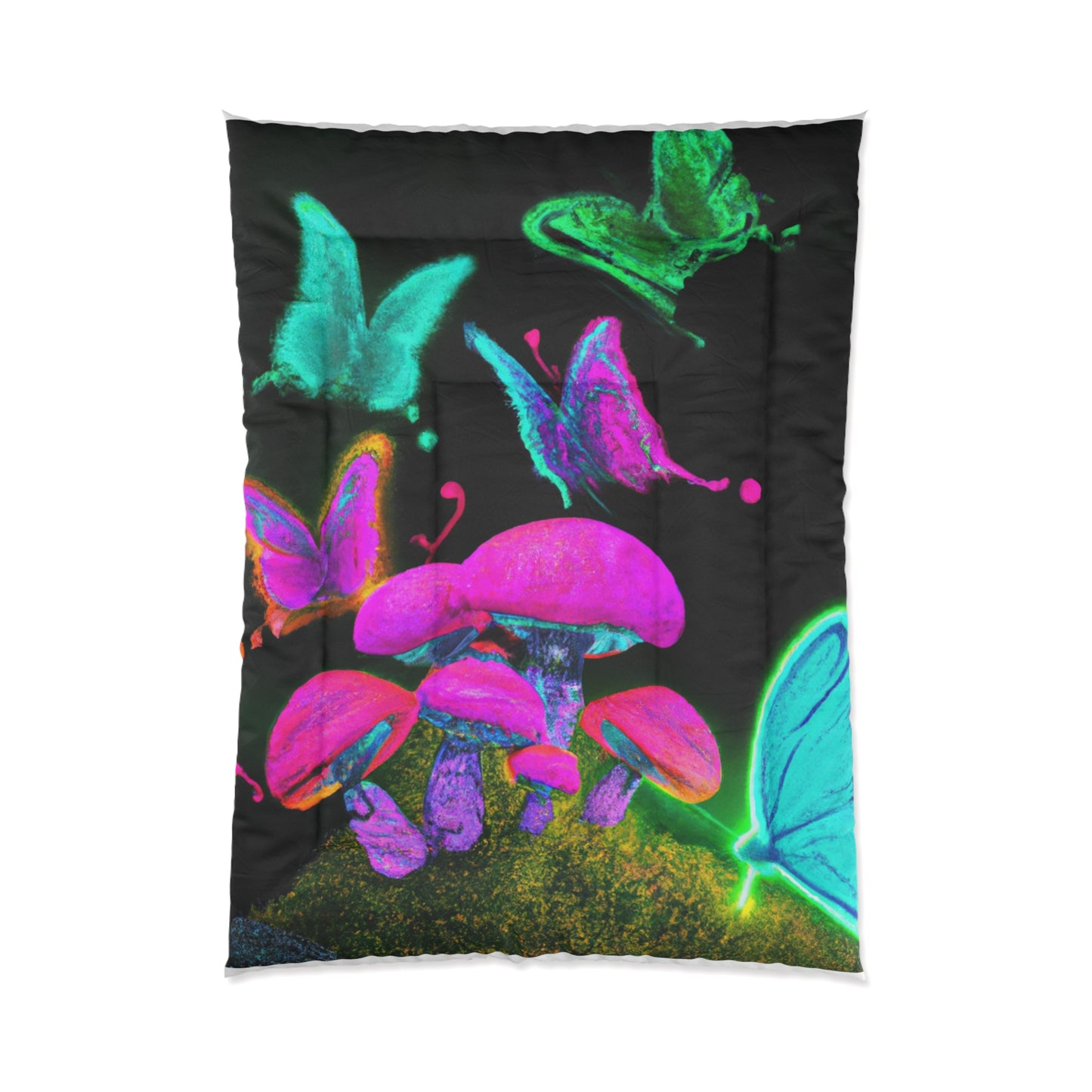 Neonescence. Butterflies & Mushrooms Comforter Blanket