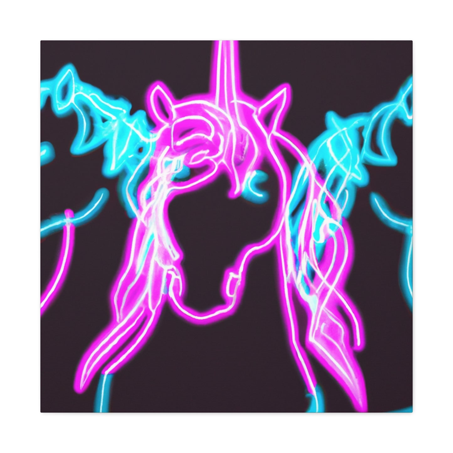 Neon Splendor of Unicorns. NEON Unicorns Art Canvas