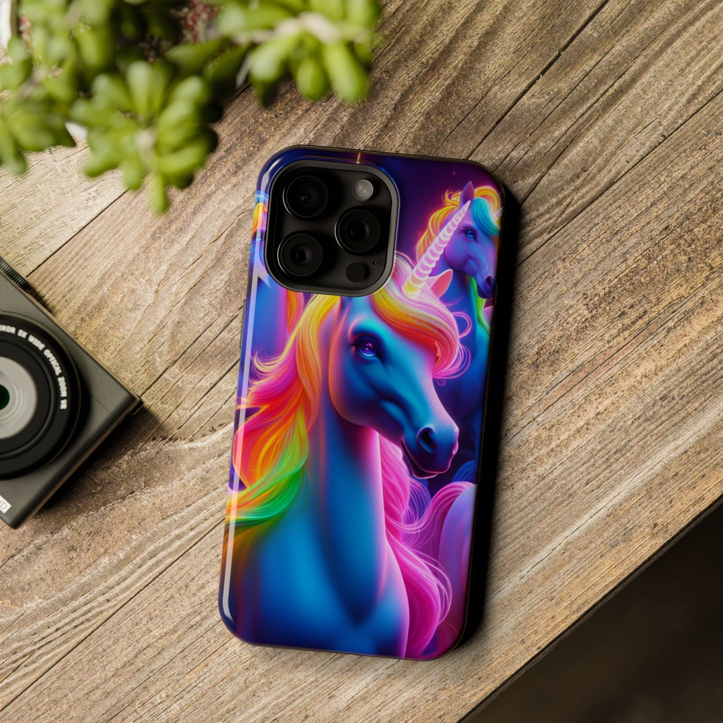 Neon Nighthorn Pride Neon Unicorns Premium Art Magsafe Magnet Tough IPhone 13 14 15 Pro Plus Max and Mini in Matte and Glossy Phone cases