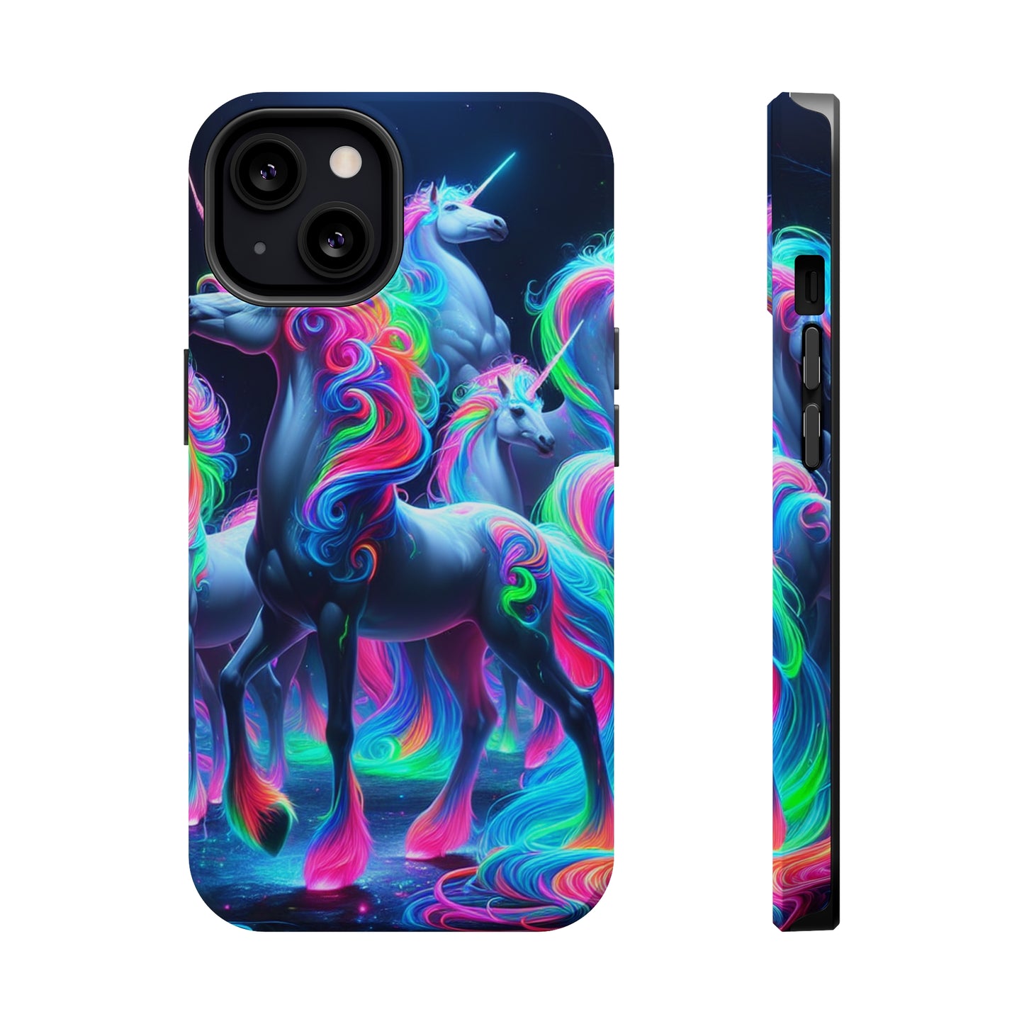 Neon Unicorn Prism. Neon Unicorns Premium Art Magsafe Magnet Tough IPhone 13 14 15 Pro Plus Max and Mini in Matte and Glossy Phone cases