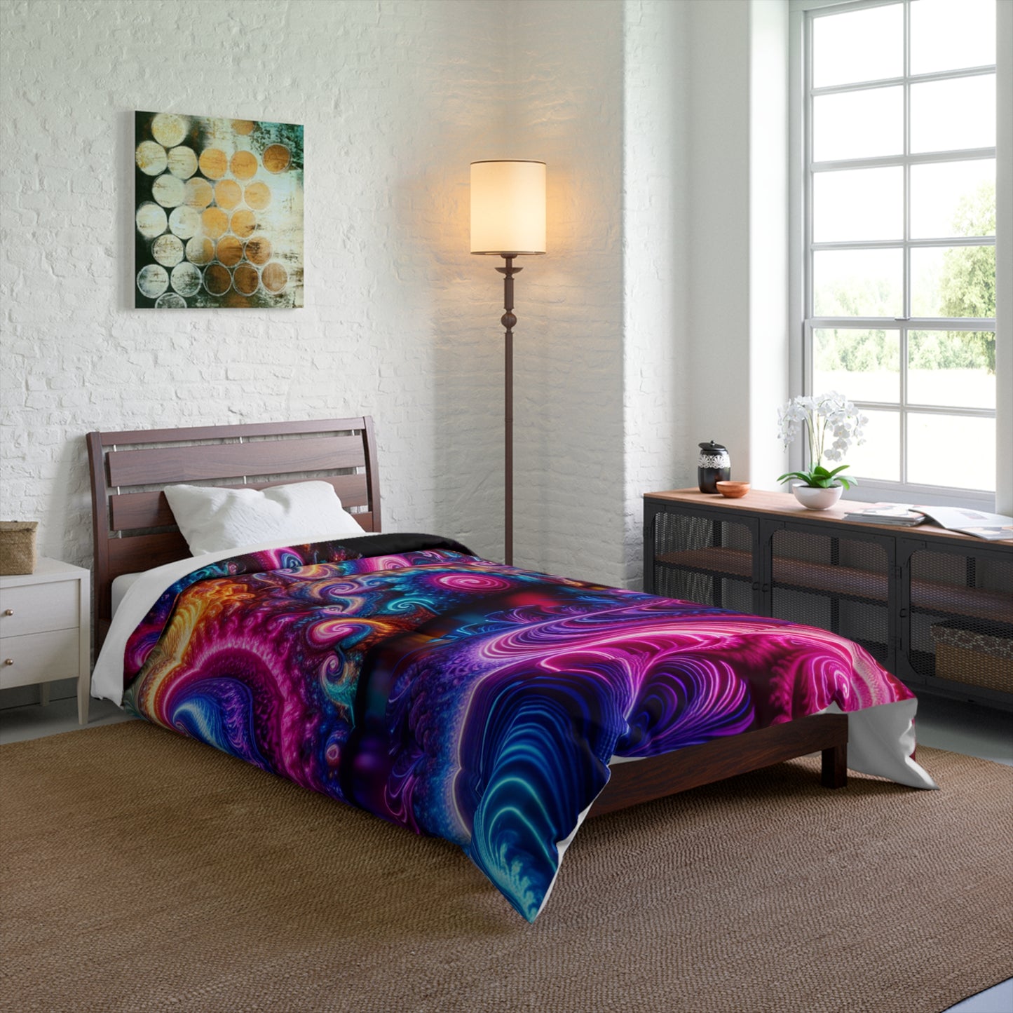 Neon Infinity Extravaganza. Trippy Infinity Patterns Comforter Blanket