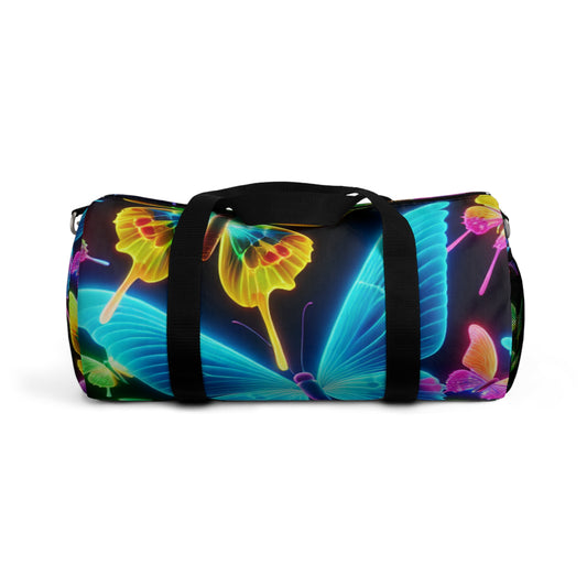 Neon Splendor. - Neon Butterflies Duffle Bag