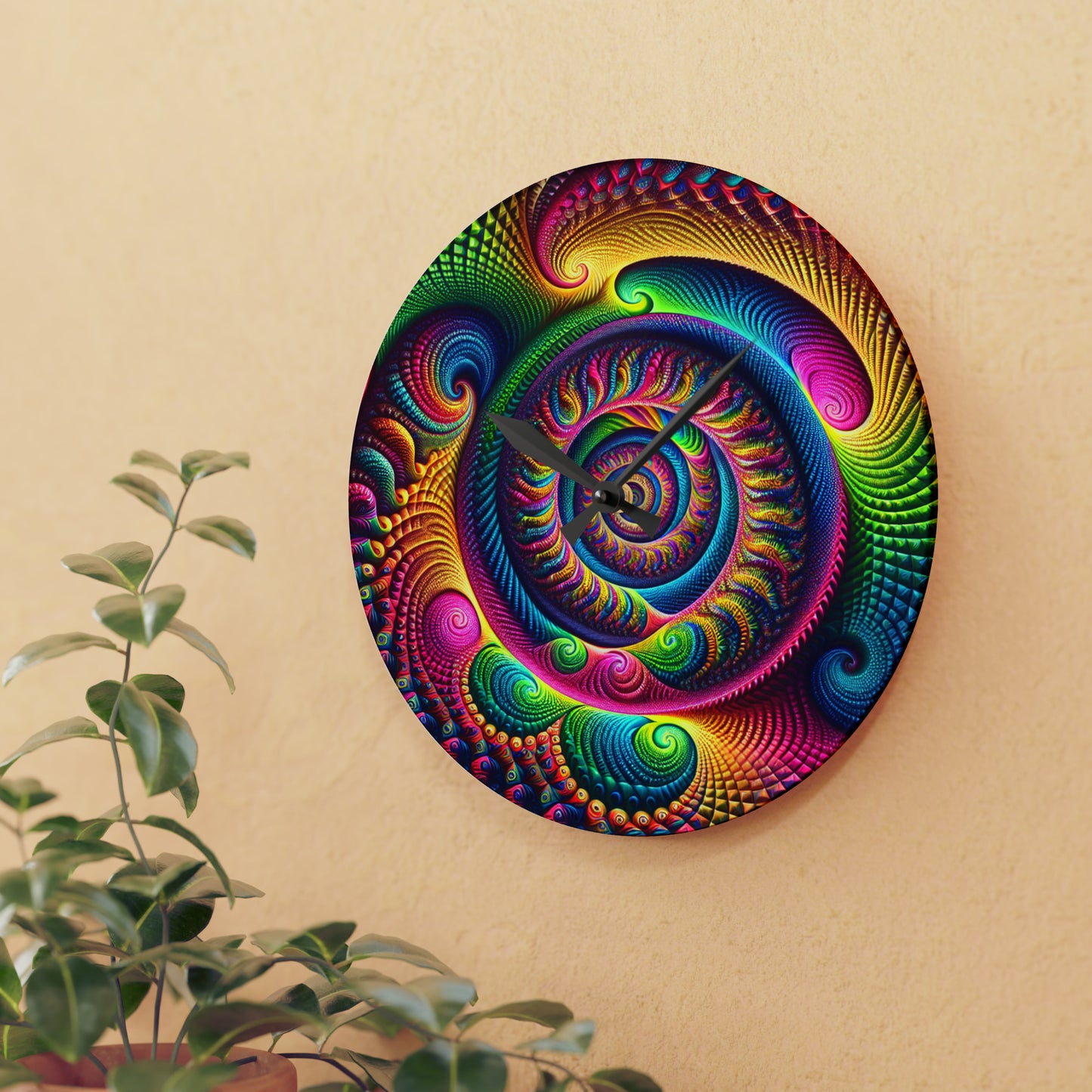 Reflective Neon Odyssey Infinity Patterns Art Acrylic Clock