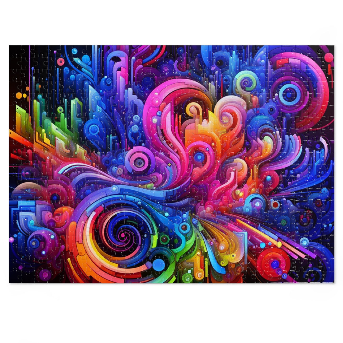 "Neon Flux" - Neon Trippy Infinity Patterns Puzzle 30, 110, 252, and 1000 Pieces