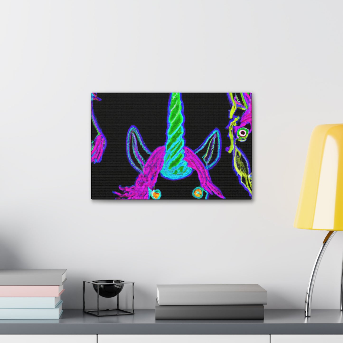 Vibrant Neon Magic. NEON Unicorns Art Canvas