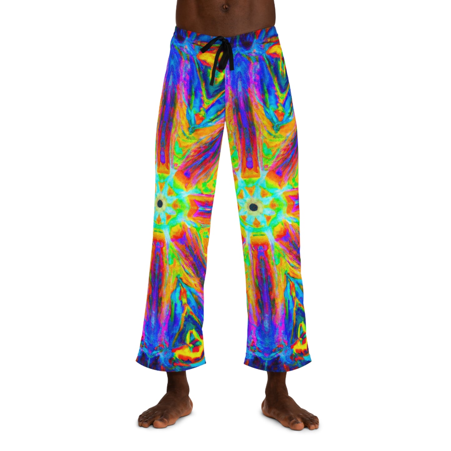 TDB Vibrant Neon Infinity Spirals. Trippy Infinity Patterns Mens Pajama Pants
