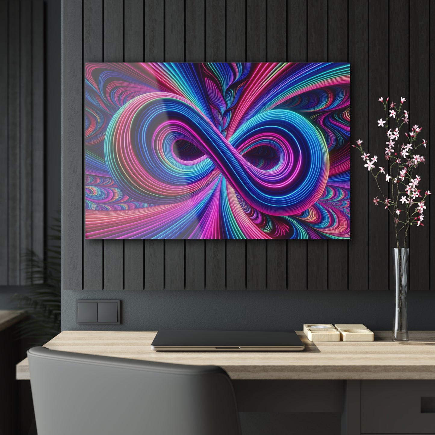 Cosmic Geometrica Splendor. Trippy infity Pattern 1/4" Glossy Acrylic Art