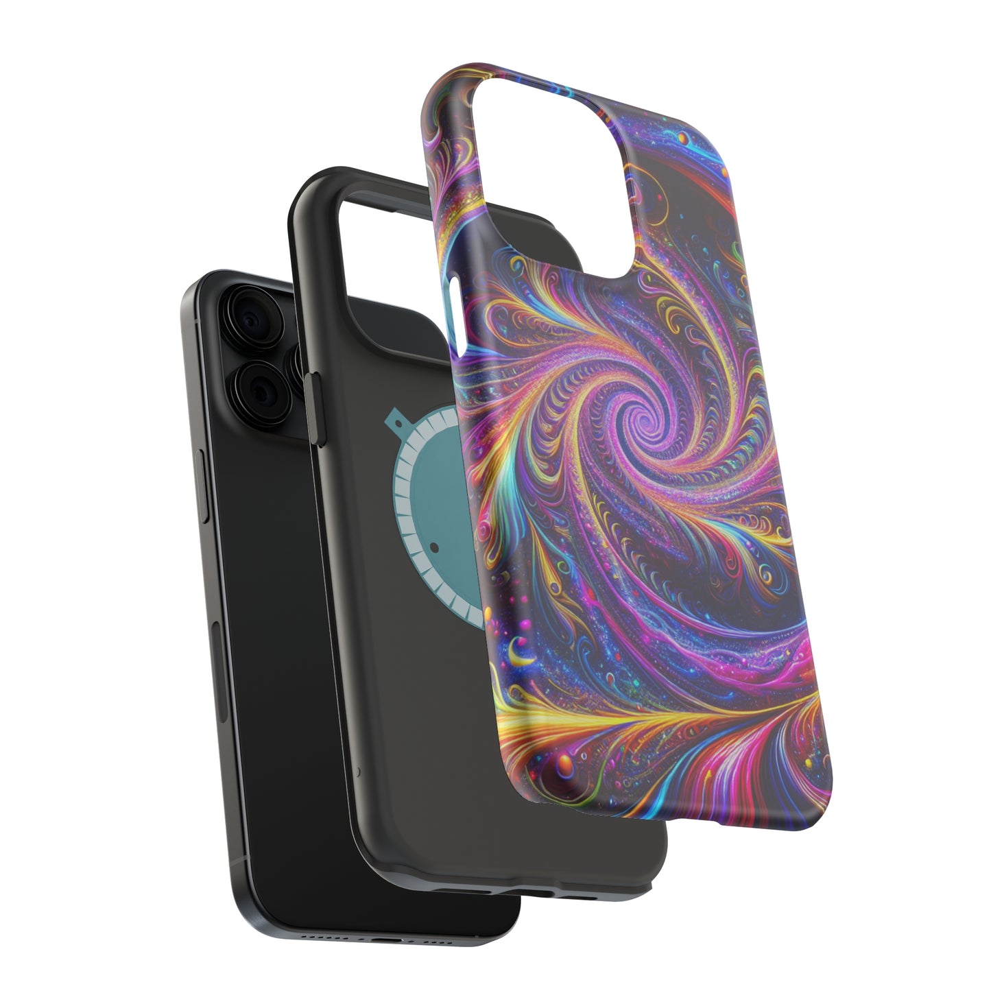 Vivid Psychedelic Cosmic Euphoria. Neon Trippy Infinity Patterns Premium Art Magsafe Magnet Tough IPhone 13 14 15 Pro Plus Max and Mini in Matte and Glossy Phone cases