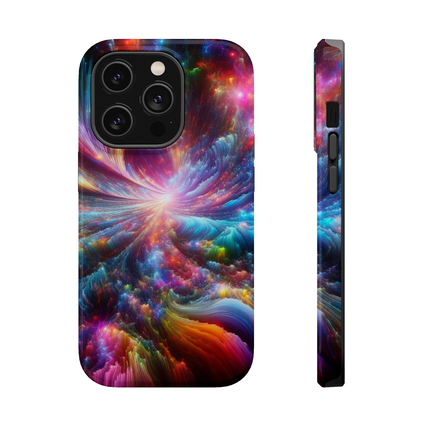 Neon Infinity Chromadrift. Neon Trippy Infinity Patterns Premium Art Magsafe Magnet Tough IPhone 13 14 15 Pro Plus Max and Mini in Matte and Glossy Phone cases