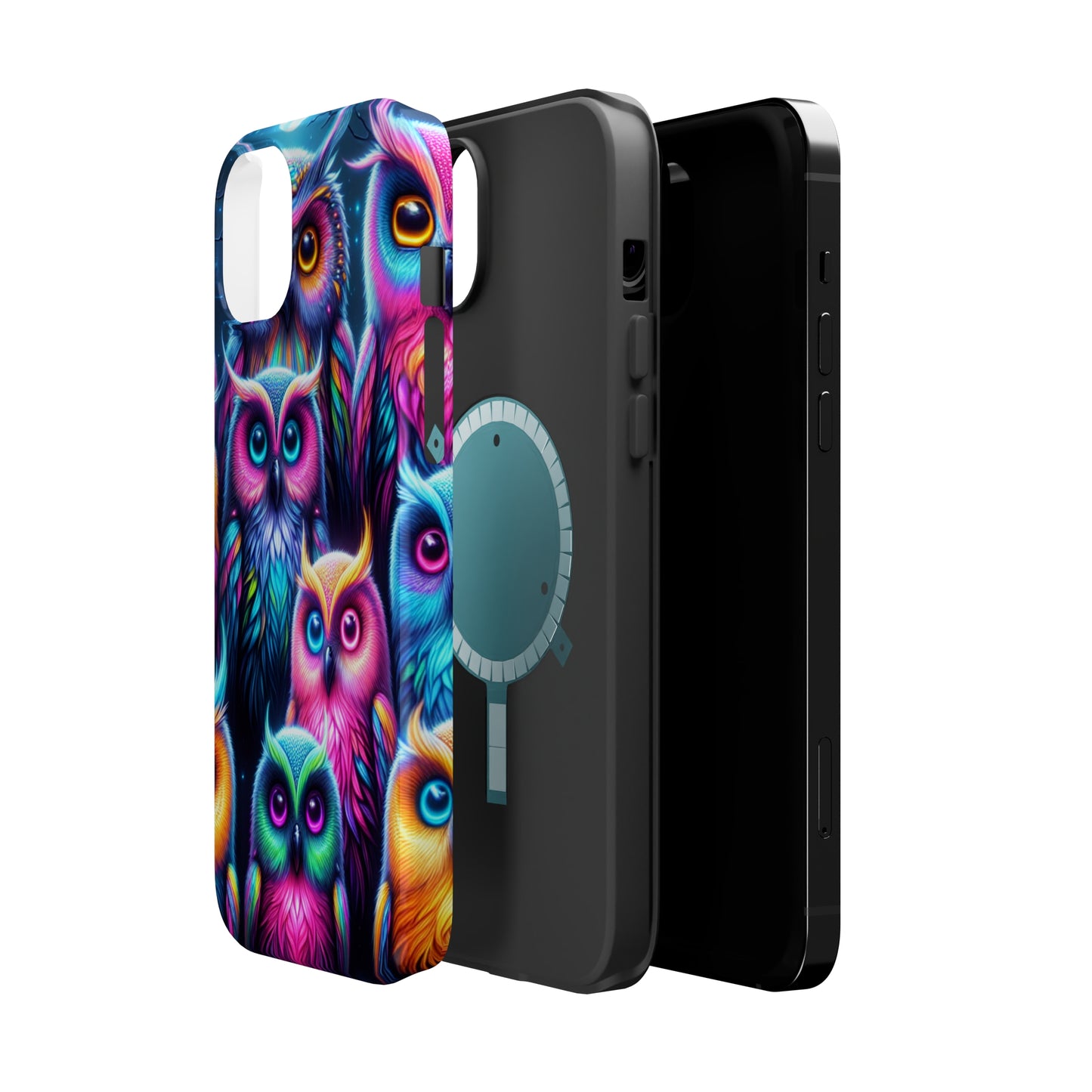 Neon Night Owls Neon Owls Premium Art Magsafe Magnet Tough IPhone 13 14 15 Pro Plus Max and Mini in Matte and Glossy Phone cases