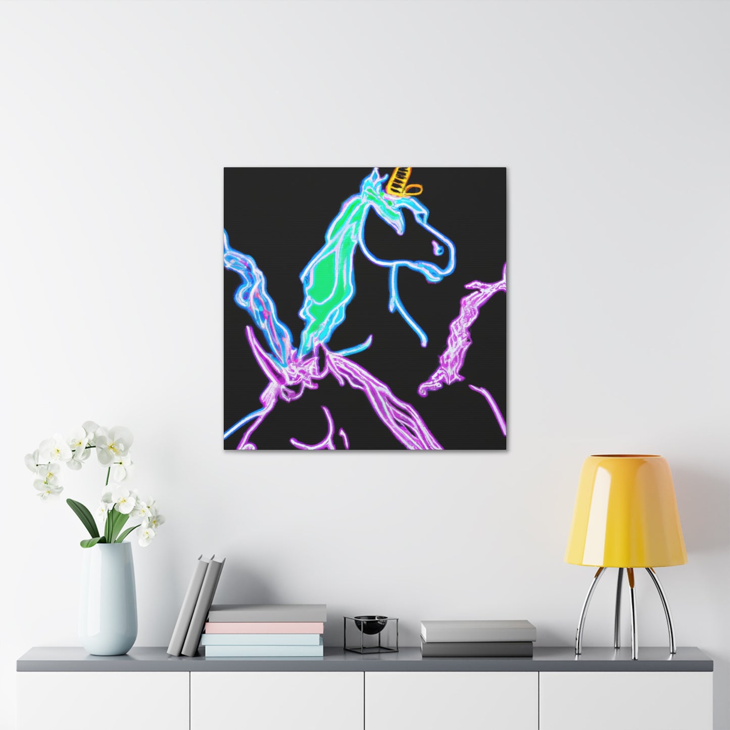 "Galactic Shebang of Neon Unicorns" NEON Unicorns Art Canvas