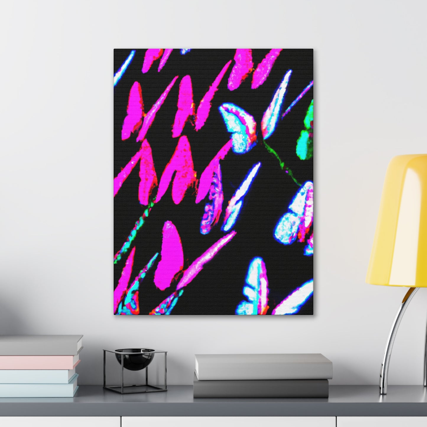 "Neon-Butterfly Prism" Neon Butterflies Art Canvas
