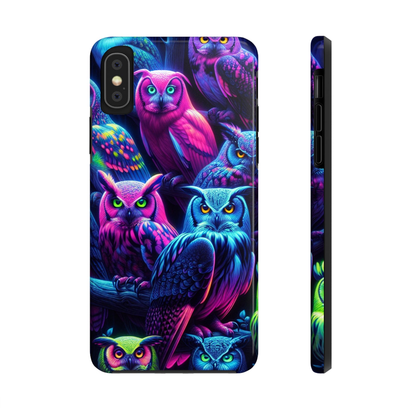 "Vivid Neon Nocturnal Symphony" NEON Owls Tough Phone Case