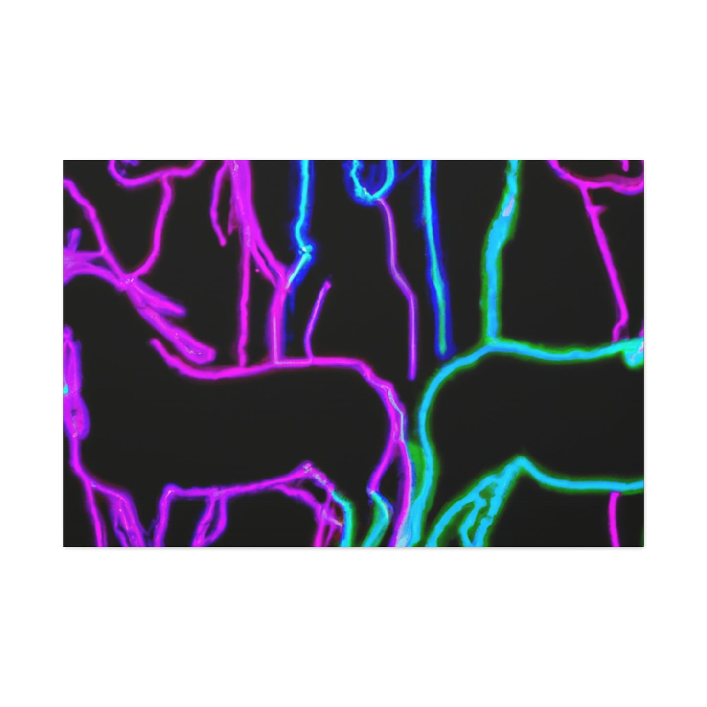Vibrant Neon Unicornscape. NEON Unicorns Art Canvas