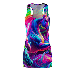 Neon Unicorn Rainbow Gala. Neon Unicorns Racerback Dress