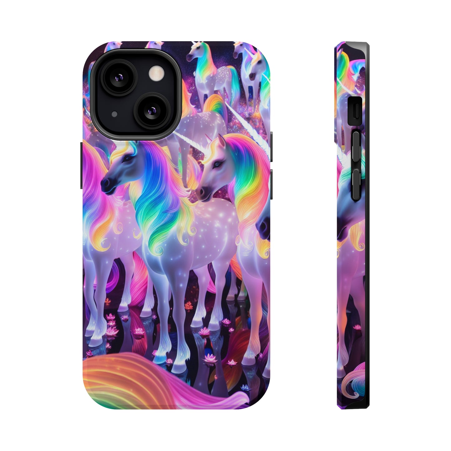 Neon Wonderland Unicorns Neon Unicorns Premium Art Magsafe Magnet Tough IPhone 13 14 15 Pro Plus Max and Mini in Matte and Glossy Phone cases