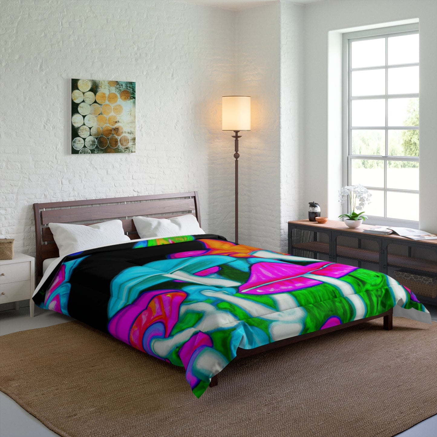 Neon Flight of Fancy. Butterflies & Mushrooms Comforter Blanket