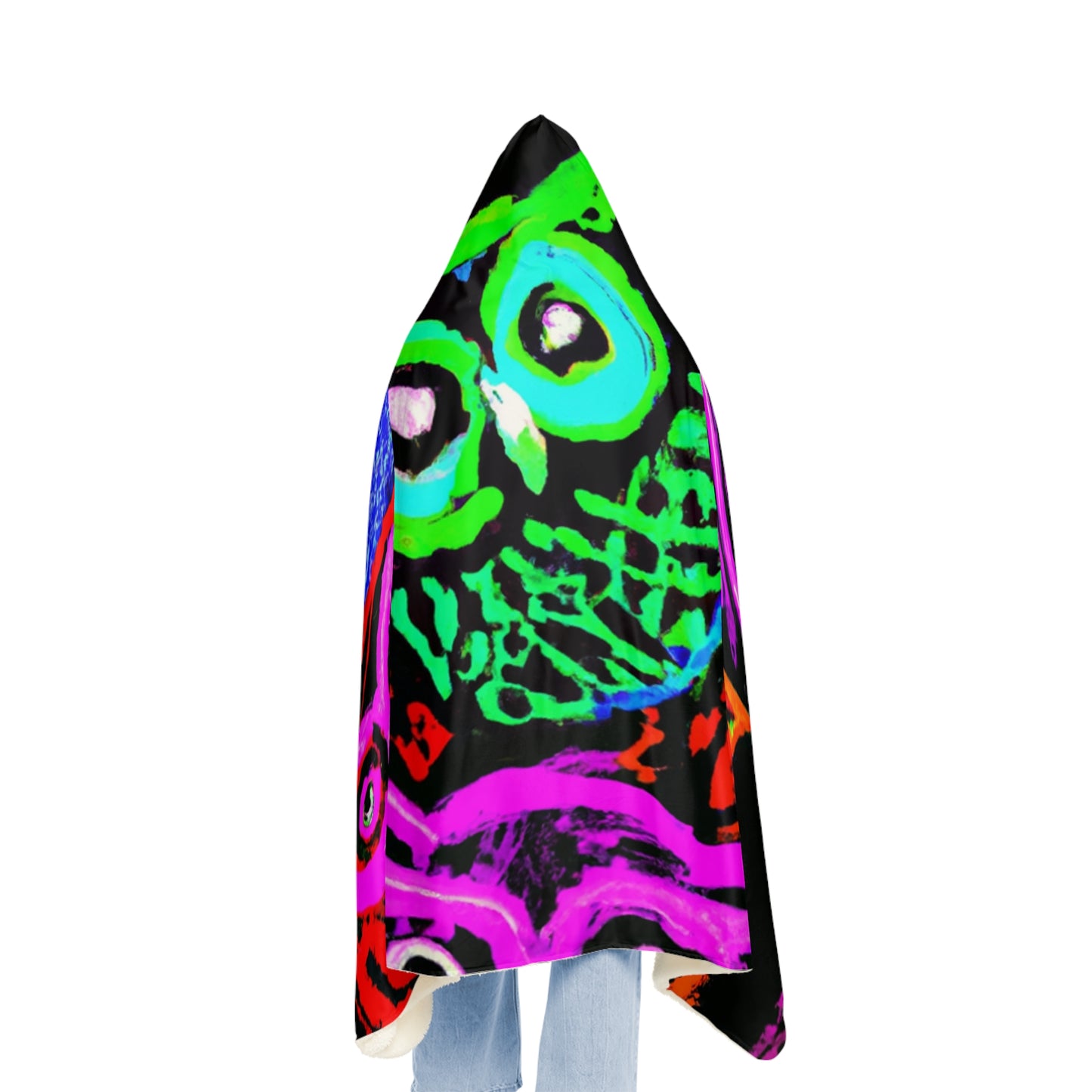 'Neon Nocturne' - NEON Owls Art Hooded Snuggle Blanket