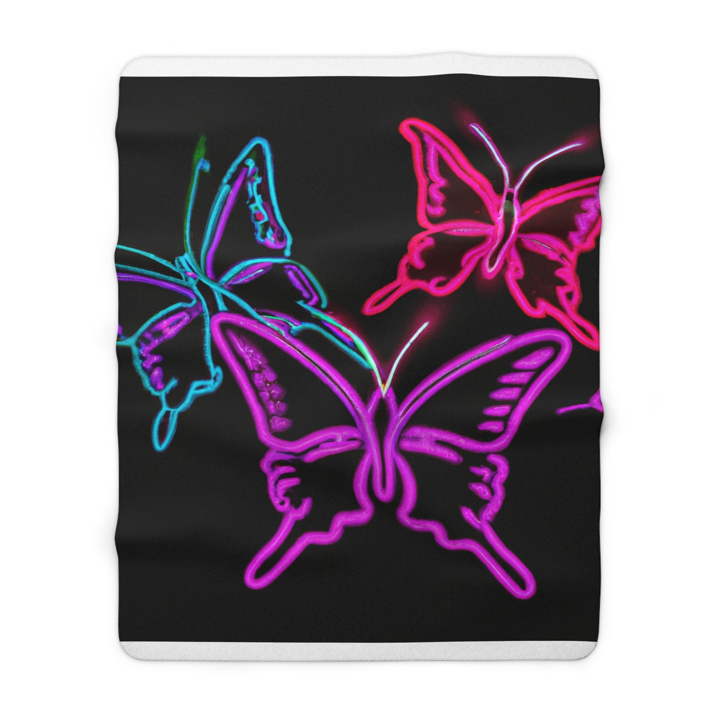"Fluttering Fluorescence" - NEON Butterflies Art Sherpa Blanket
