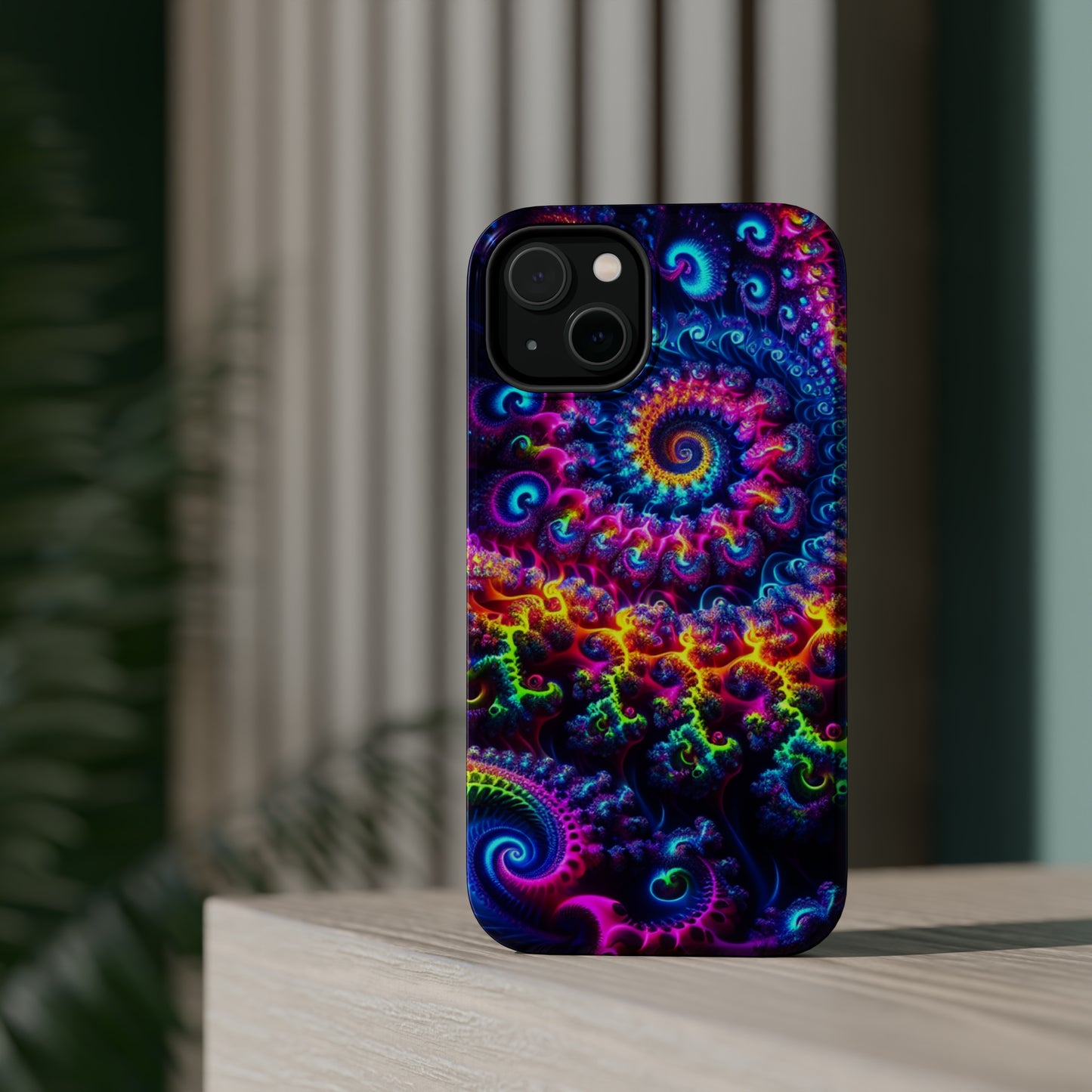 Twilight Infinyscape Neon Trippy Infinity Patterns Premium Art Magsafe Magnet Tough IPhone 13 14 15 Pro Plus Max and Mini in Matte and Glossy Phone cases
