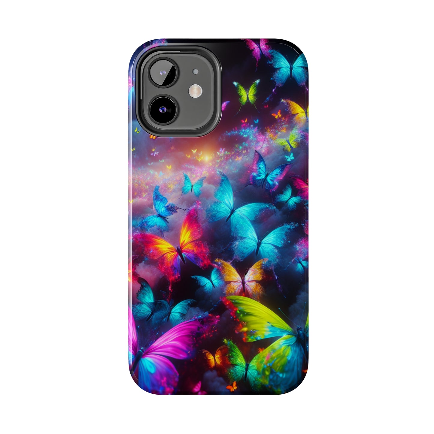 "Neon Flutterings" NEON Butterflies Tough Phone Case Iphone 7 8 9 10 11 12 13 14 SE X XR XS Pro Max Mini Plus