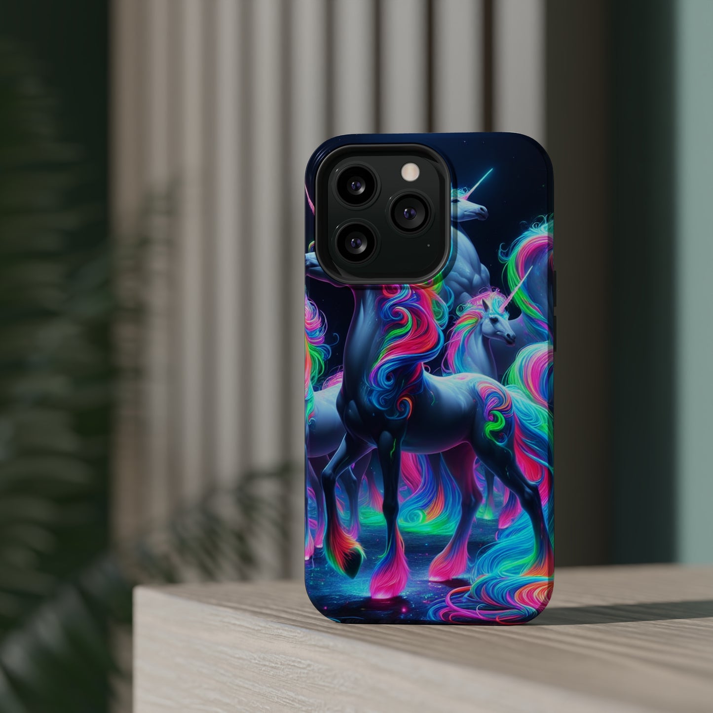 Neon Unicorn Prism. Neon Unicorns Premium Art Magsafe Magnet Tough IPhone 13 14 15 Pro Plus Max and Mini in Matte and Glossy Phone cases