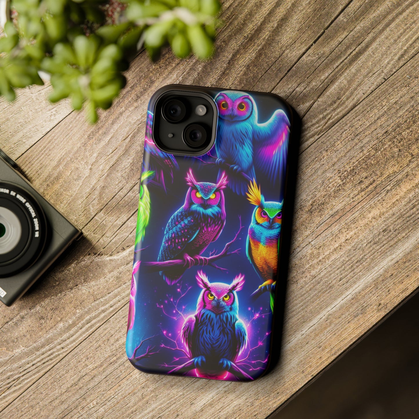 Neon Owlfection. Neon Owls Premium Art Magsafe Magnet Tough IPhone 13 14 15 Pro Plus Max and Mini in Matte and Glossy Phone cases