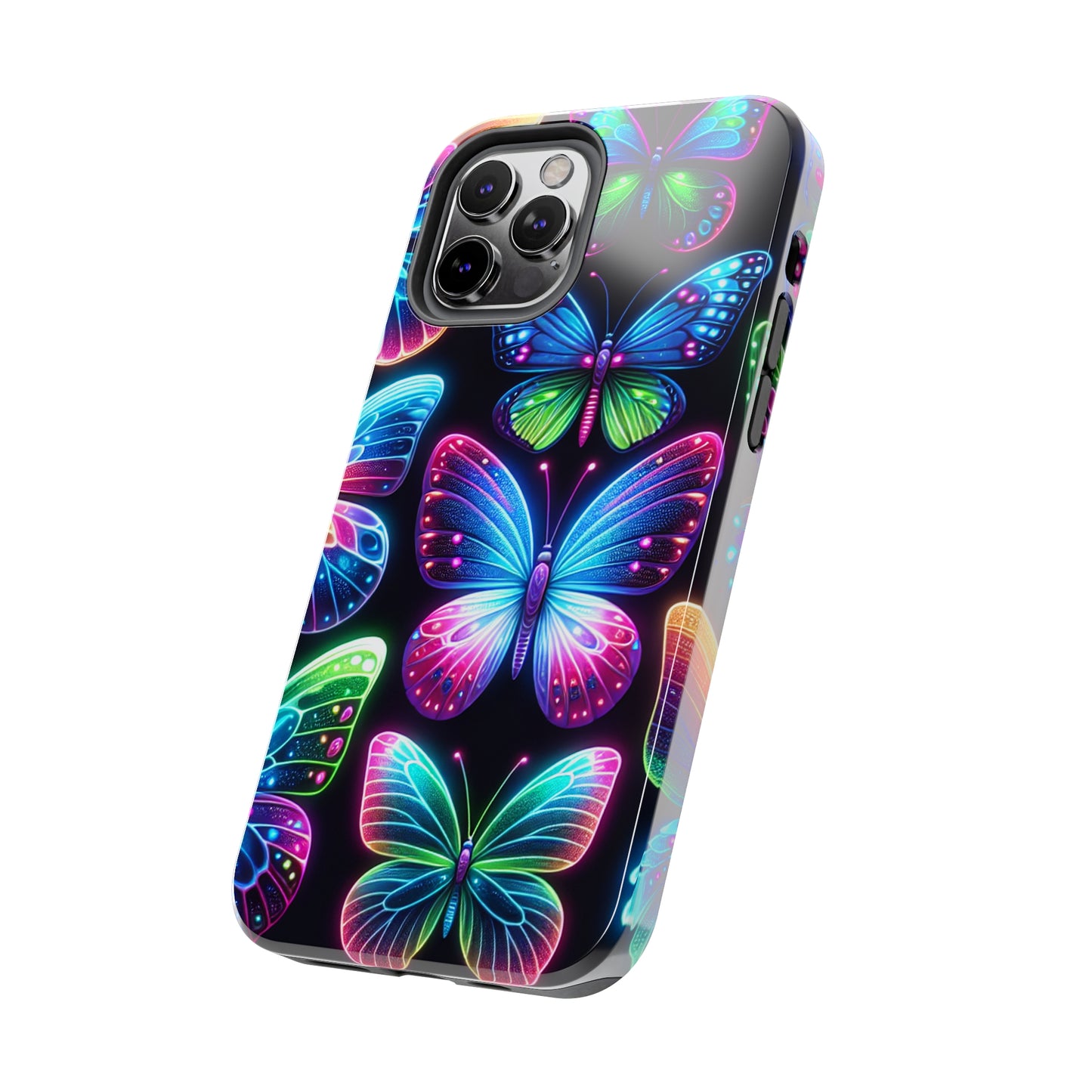 "Dance of the Neon Butterflies" NEON Butterflies Tough Phone Case Iphone 6 7 8 9 10 11 12 13 14 SE X XR XS Pro Max Mini Plus