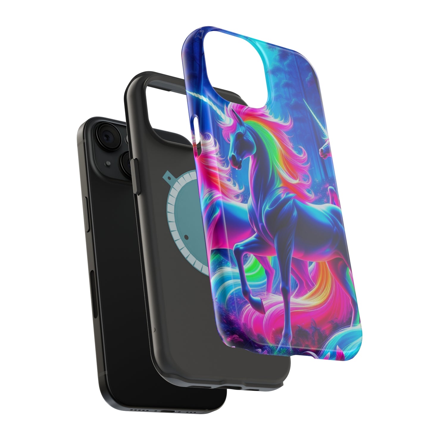 NeonNocturnals Neon Unicorns Premium Art Magsafe Magnet Tough IPhone 13 14 15 Pro Plus Max and Mini in Matte and Glossy Phone cases