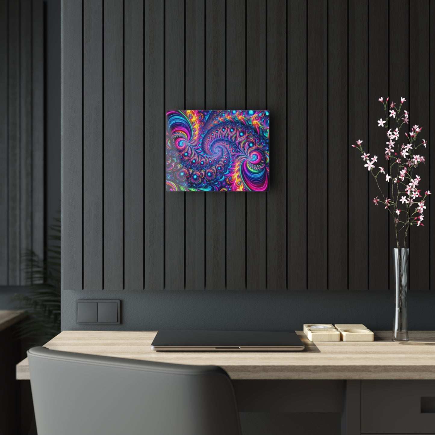 "Psychedelic Spacetime Dance" Trippy infity Pattern 1/4" Glossy Acrylic Art