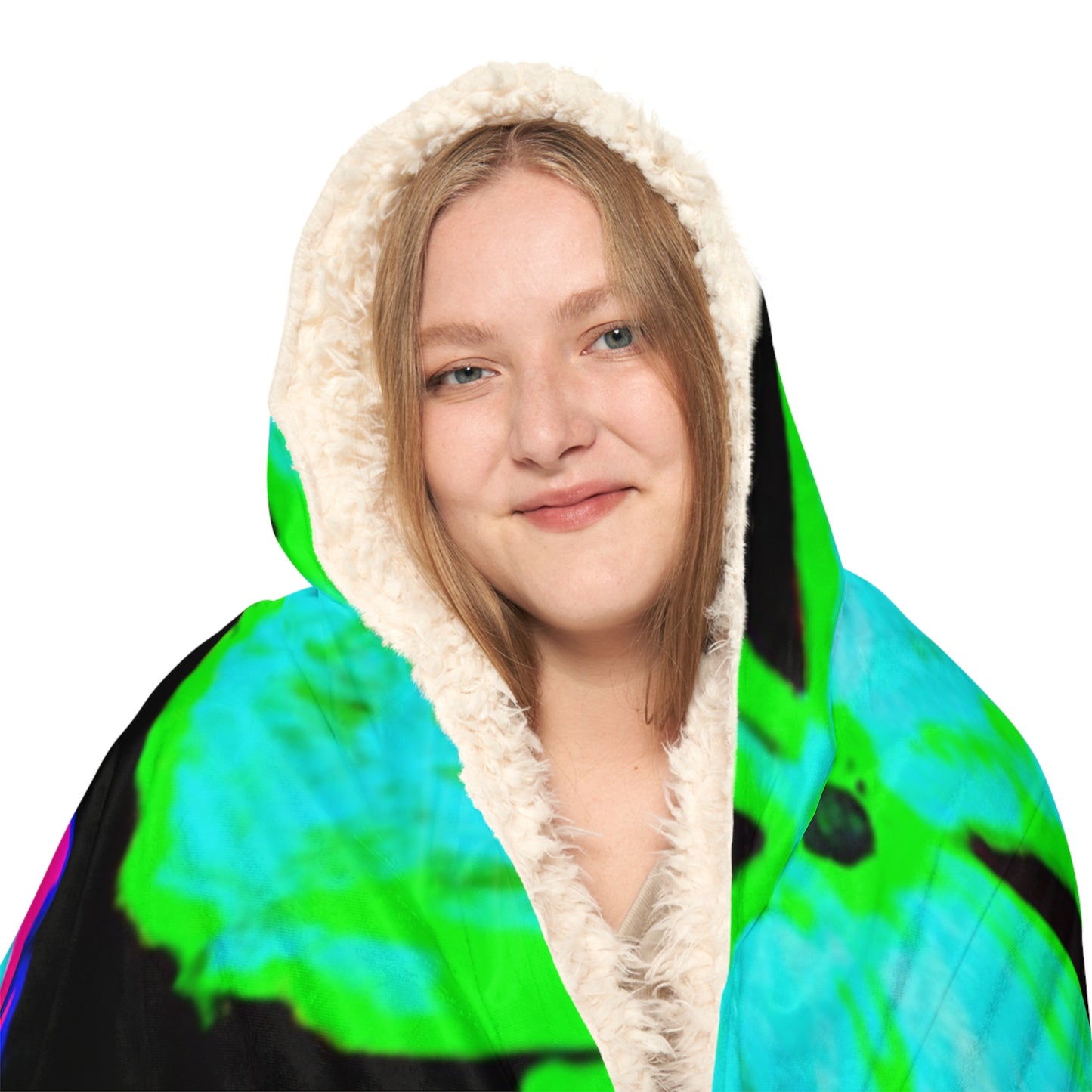 "Aurora's Splendor" - NEON Butterflies Art Hooded Snuggle Blanket