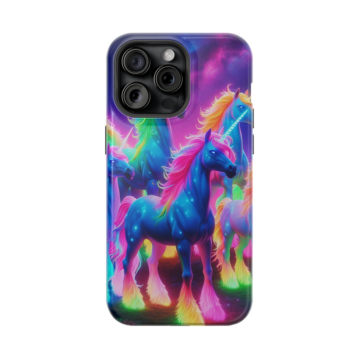 Neon Unicorn Congregation Neon Unicorns Premium Art Magsafe Magnet Tough IPhone 13 14 15 Pro Plus Max and Mini in Matte and Glossy Phone cases
