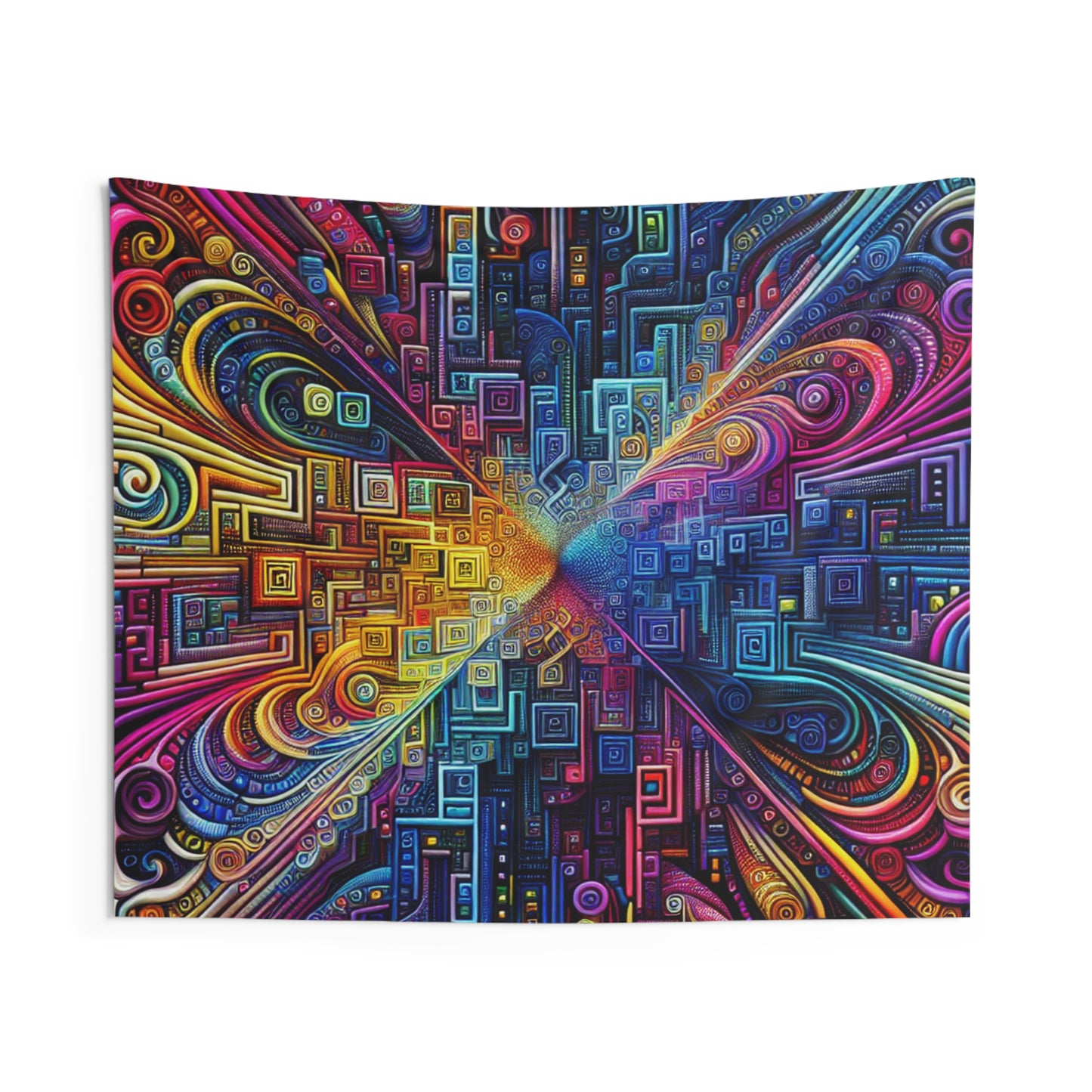 Electric Throbbing Prismatic Visions. Infinity Patterns Art Tapestry