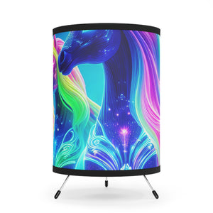 "Dreamscape of Neon Unicorns" - NEON Unicorns Art Tripod Lamp