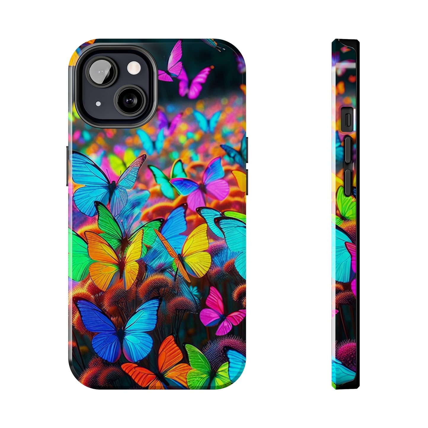 "Neon Butterfly Mural" NEON Butterflies Tough Phone Case Iphone 6 7 8 9 10 11 12 13 14 SE X XR XS Pro Max Mini Plus