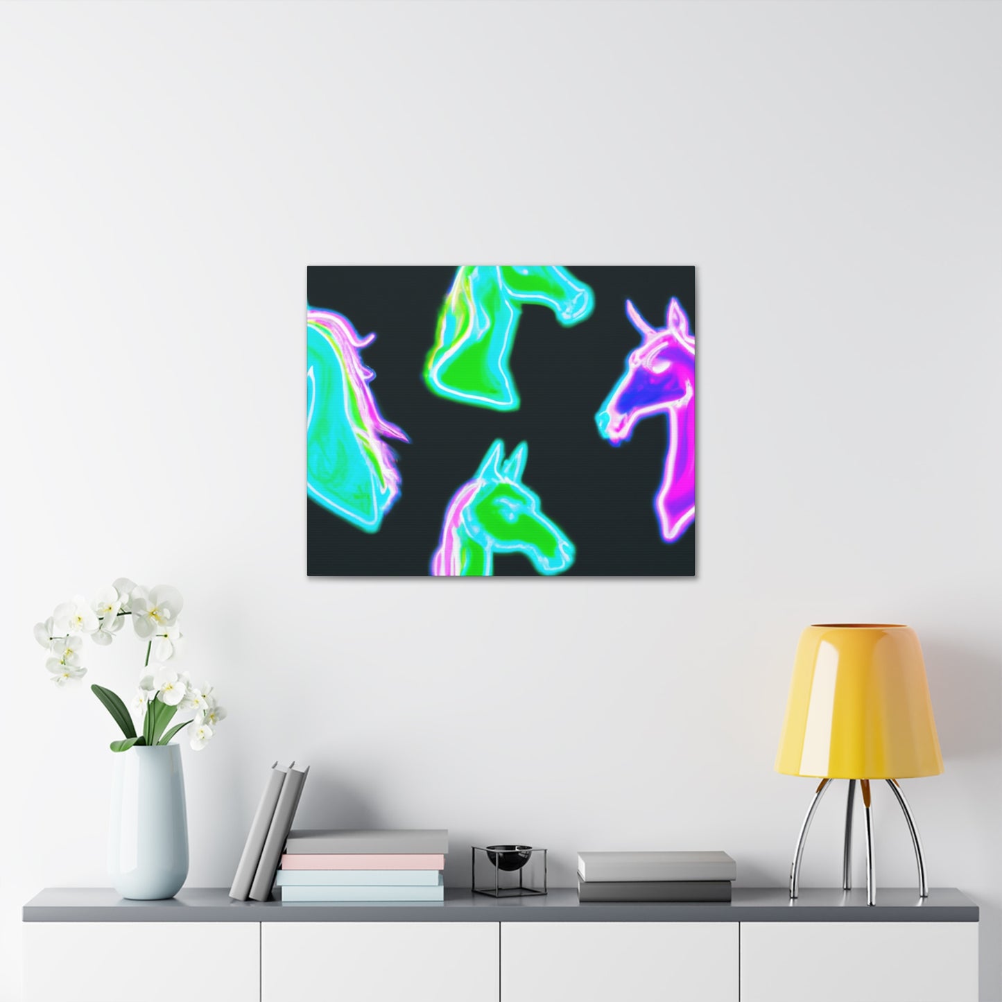 Vivid Nocturnal Unicorns. NEON Unicorns Art Canvas