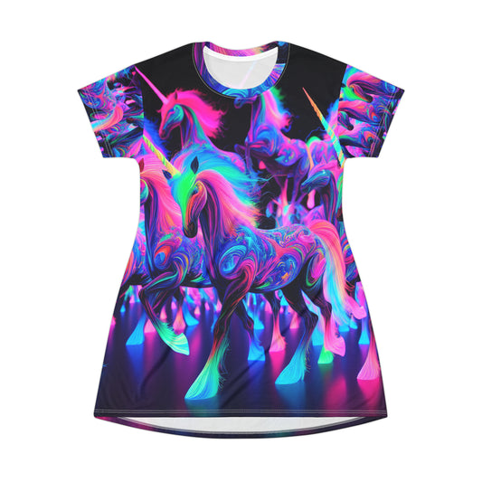 Neon Mystic Unicorn Creations. Neon Unicorns Womans T Shirt Dress