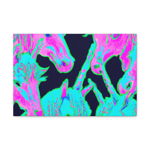 Neon Rainbow Herd NEON Unicorns Art Canvas