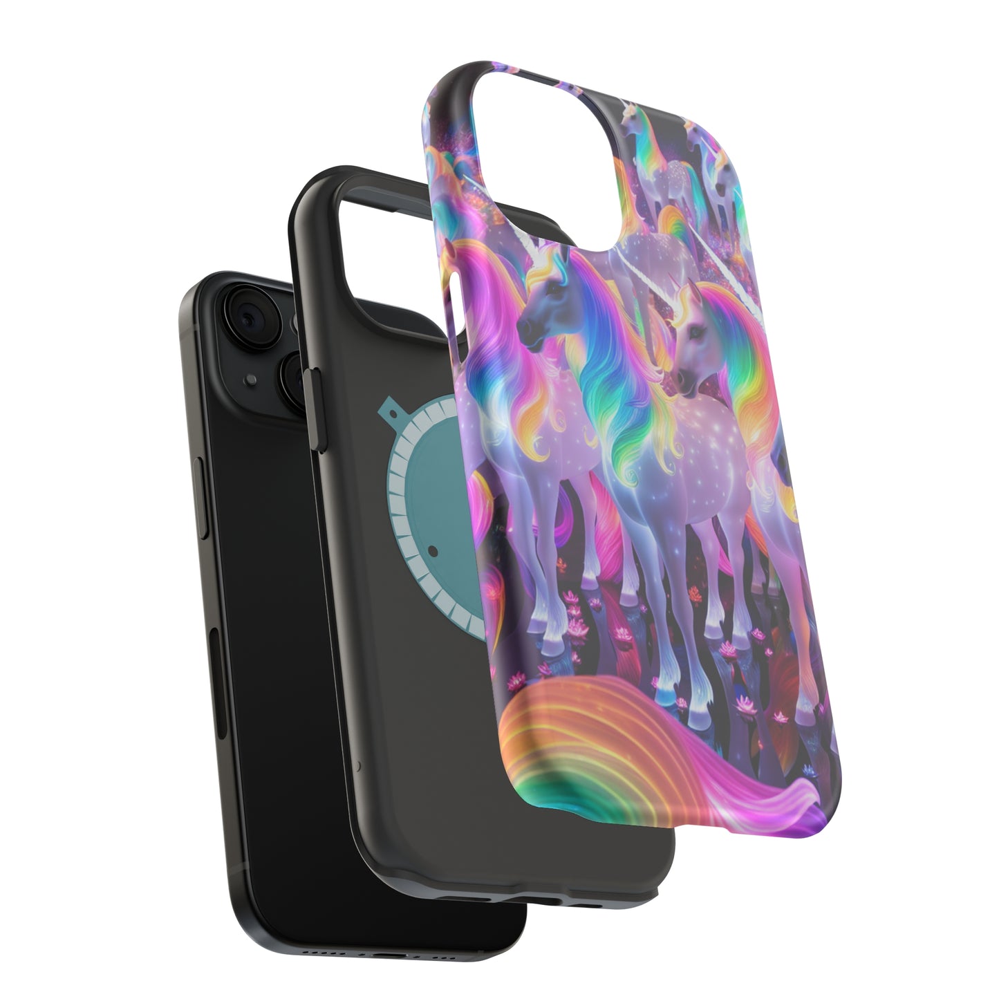 Neon Wonderland Unicorns Neon Unicorns Premium Art Magsafe Magnet Tough IPhone 13 14 15 Pro Plus Max and Mini in Matte and Glossy Phone cases