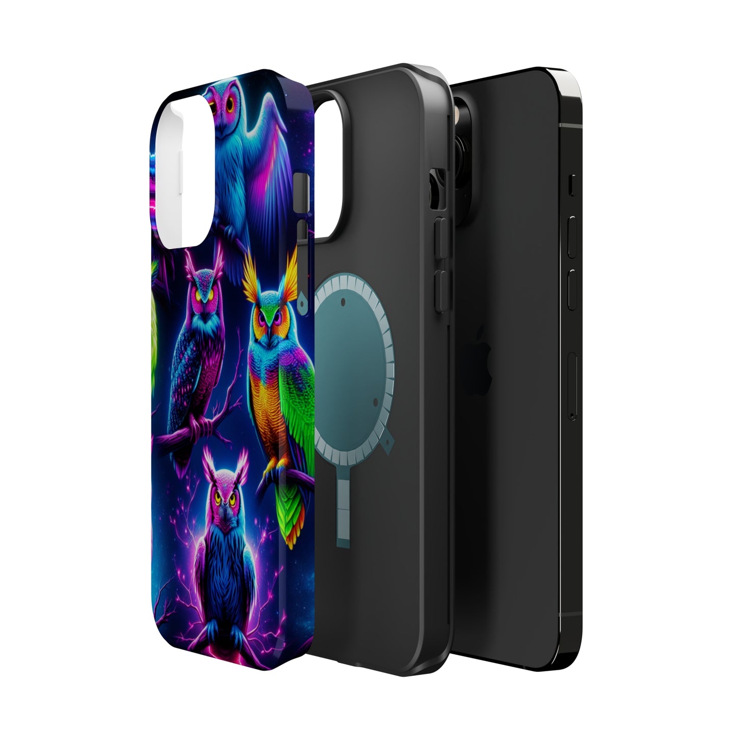 Neon Owlfection. Neon Owls Premium Art Magsafe Magnet Tough IPhone 13 14 15 Pro Plus Max and Mini in Matte and Glossy Phone cases