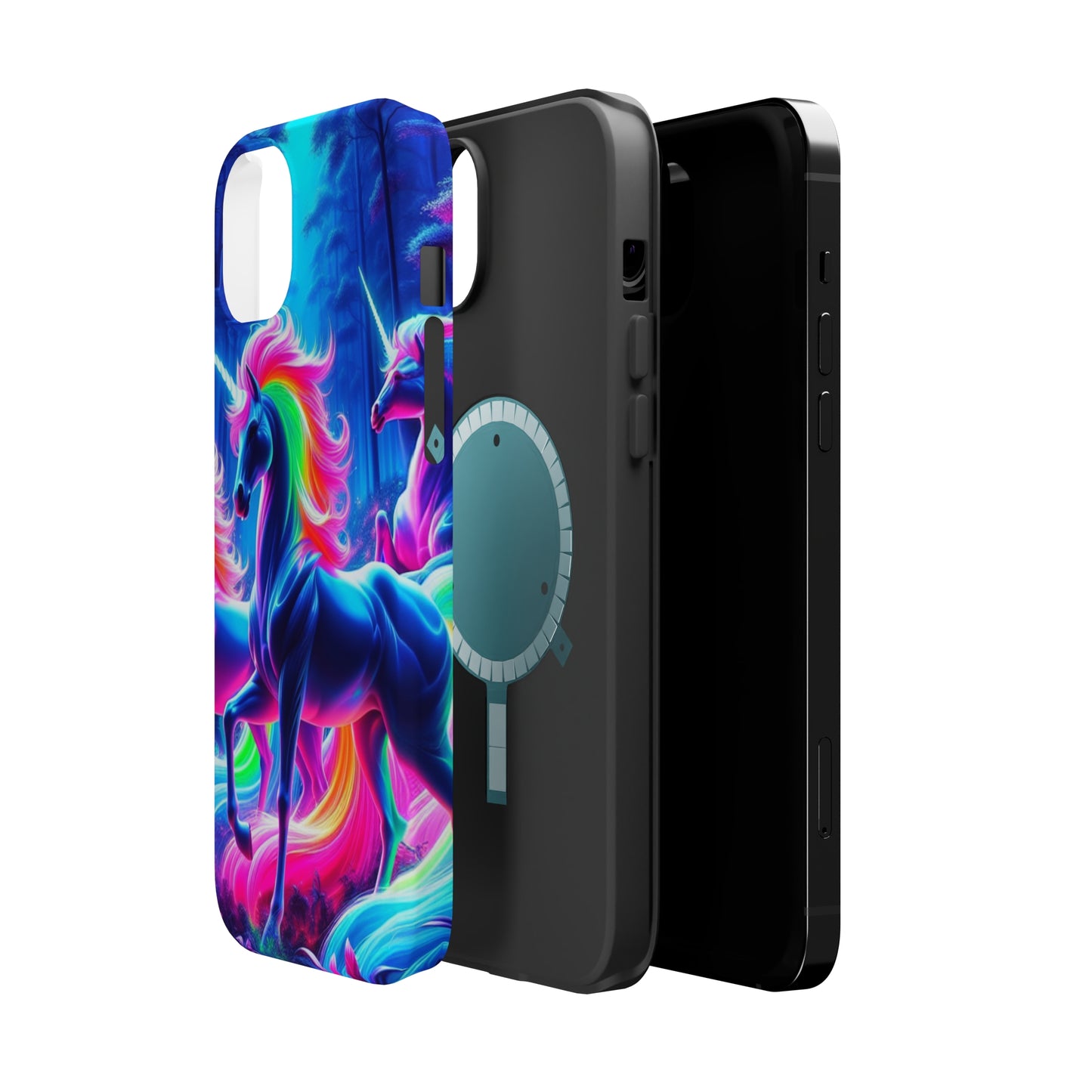 NeonNocturnals Neon Unicorns Premium Art Magsafe Magnet Tough IPhone 13 14 15 Pro Plus Max and Mini in Matte and Glossy Phone cases