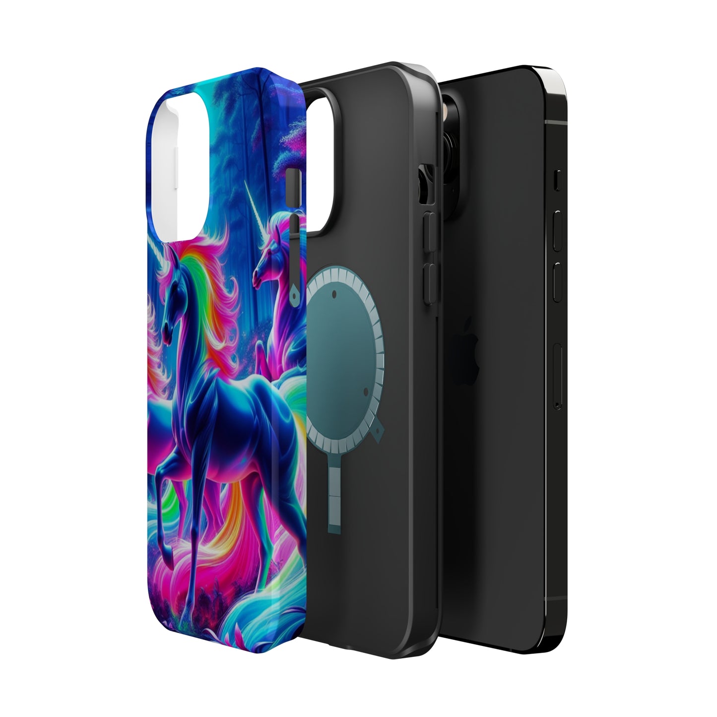 NeonNocturnals Neon Unicorns Premium Art Magsafe Magnet Tough IPhone 13 14 15 Pro Plus Max and Mini in Matte and Glossy Phone cases