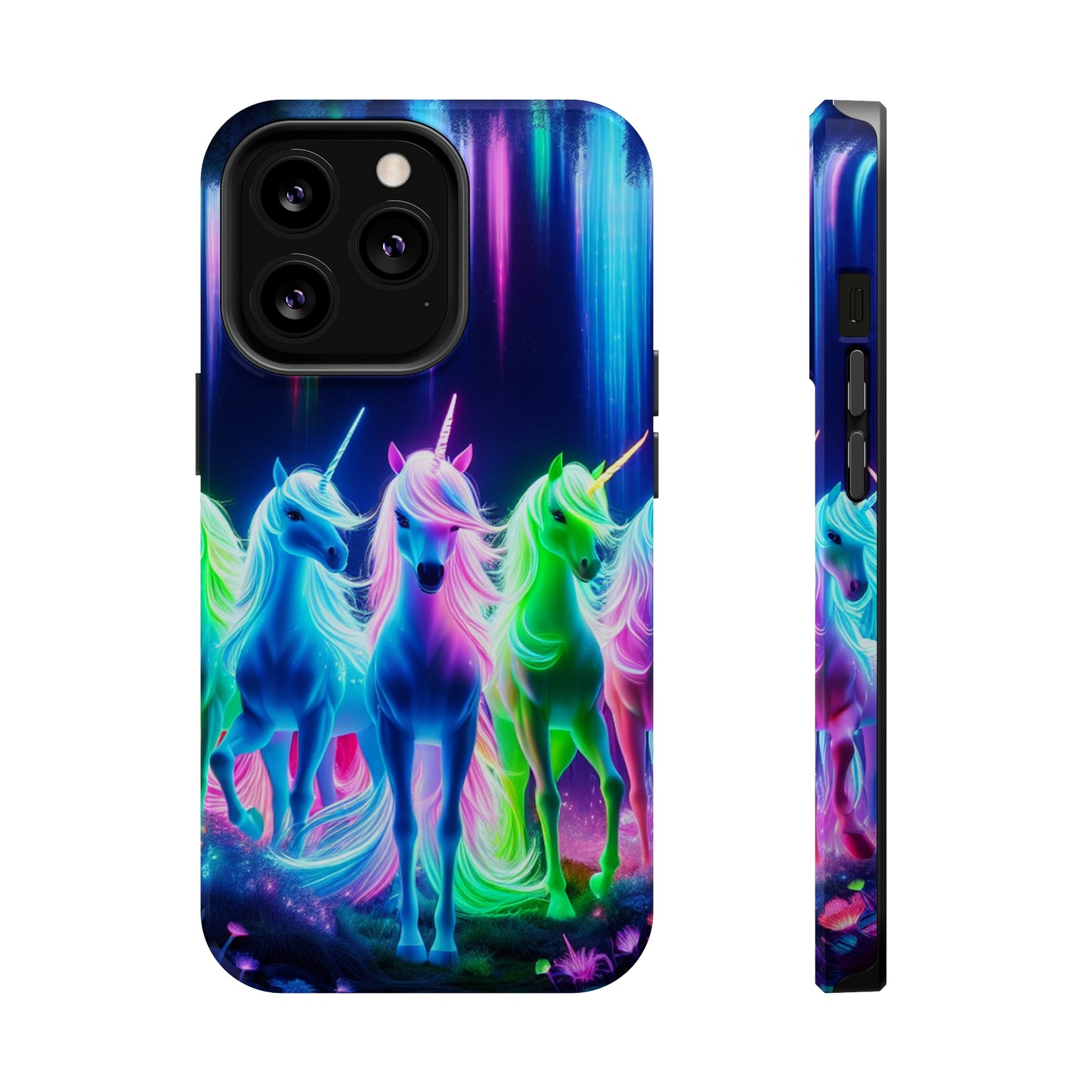 Neon Unicorn Pods. Neon Unicorns Premium Art Magsafe Magnet Tough IPhone 13 14 15 Pro Plus Max and Mini in Matte and Glossy Phone cases