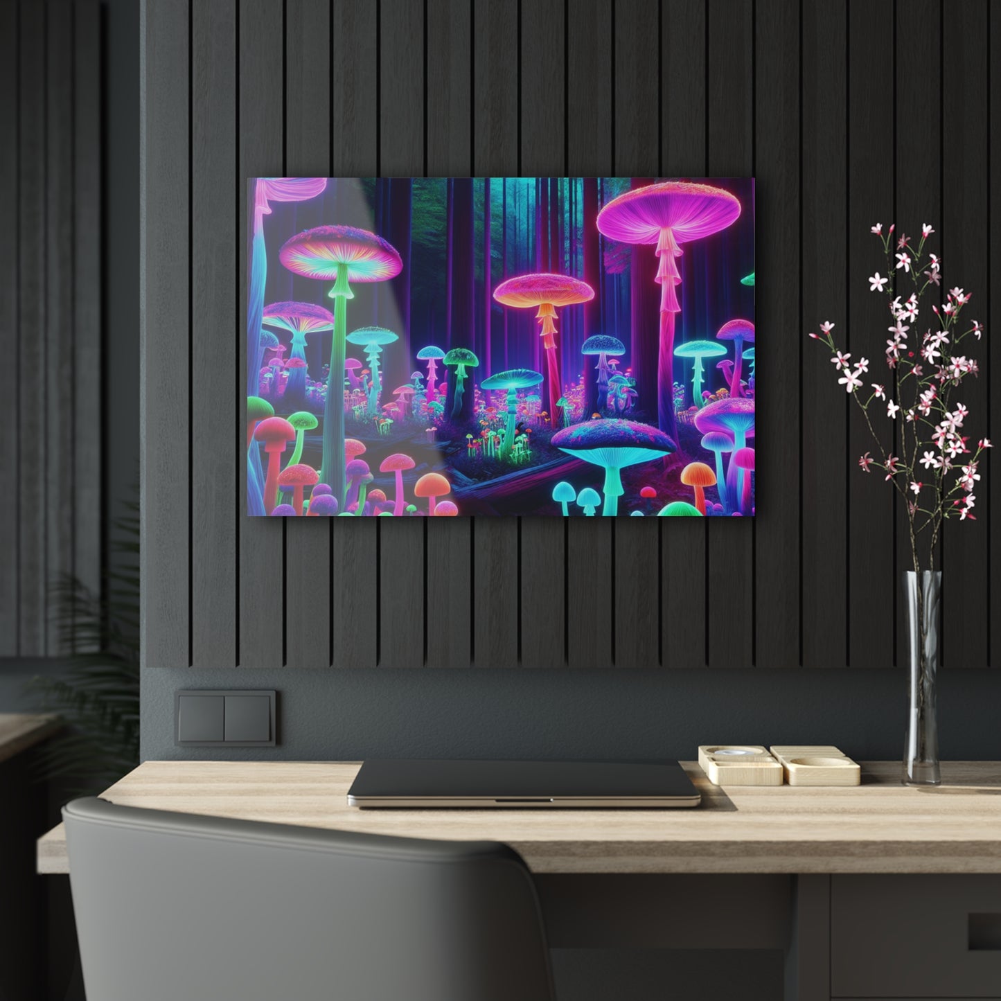 Neon Fungal Fantasy. Mushrooms 1/4" Glossy Acrylic Art