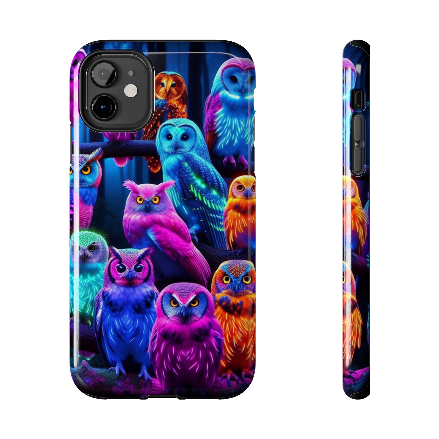 Neon Party of Owls NEON Owls Phone Case Iphone 7 8 9 10 11 12 13 14 Pro Max Mini Plus XR XS SE