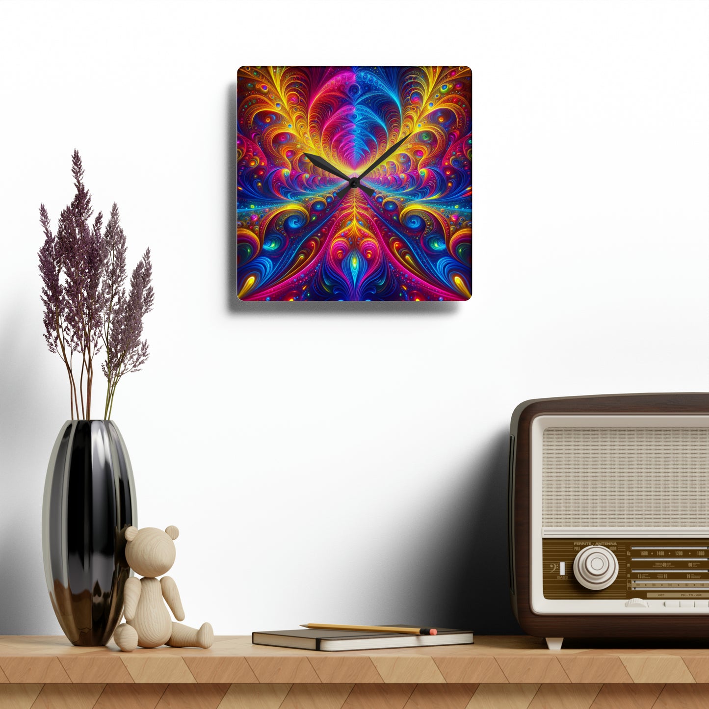 Vibin' Neon Infinity. Infinity Patterns Art Acrylic Clock