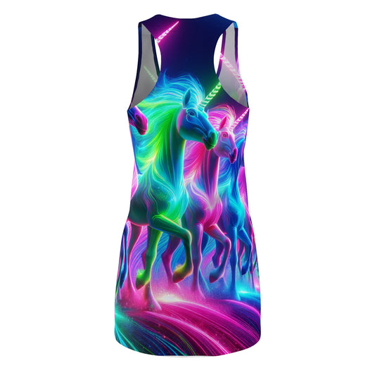 Kaleidicorn Spectacle. Neon Unicorns Racerback Dress