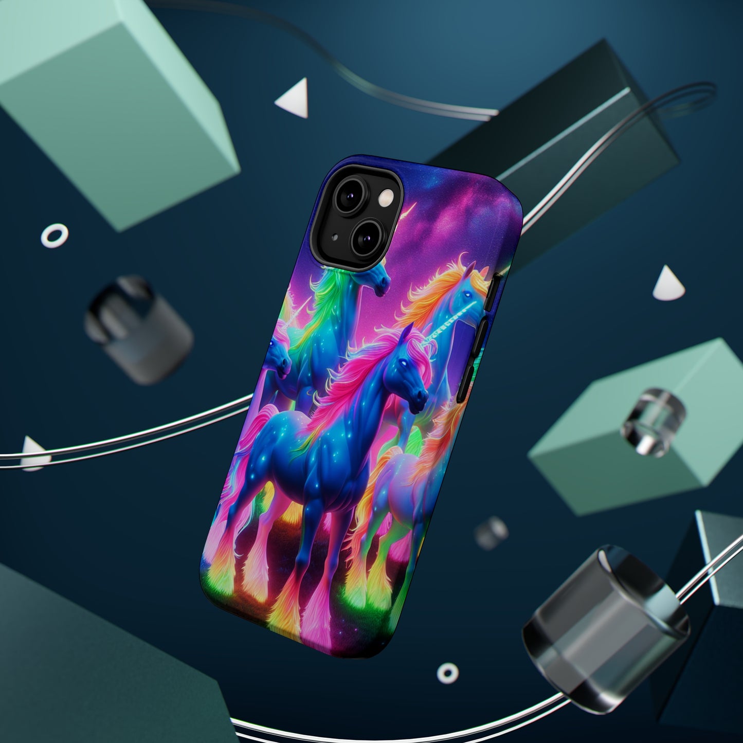 Neon Unicorn Congregation Neon Unicorns Premium Art Magsafe Magnet Tough IPhone 13 14 15 Pro Plus Max and Mini in Matte and Glossy Phone cases