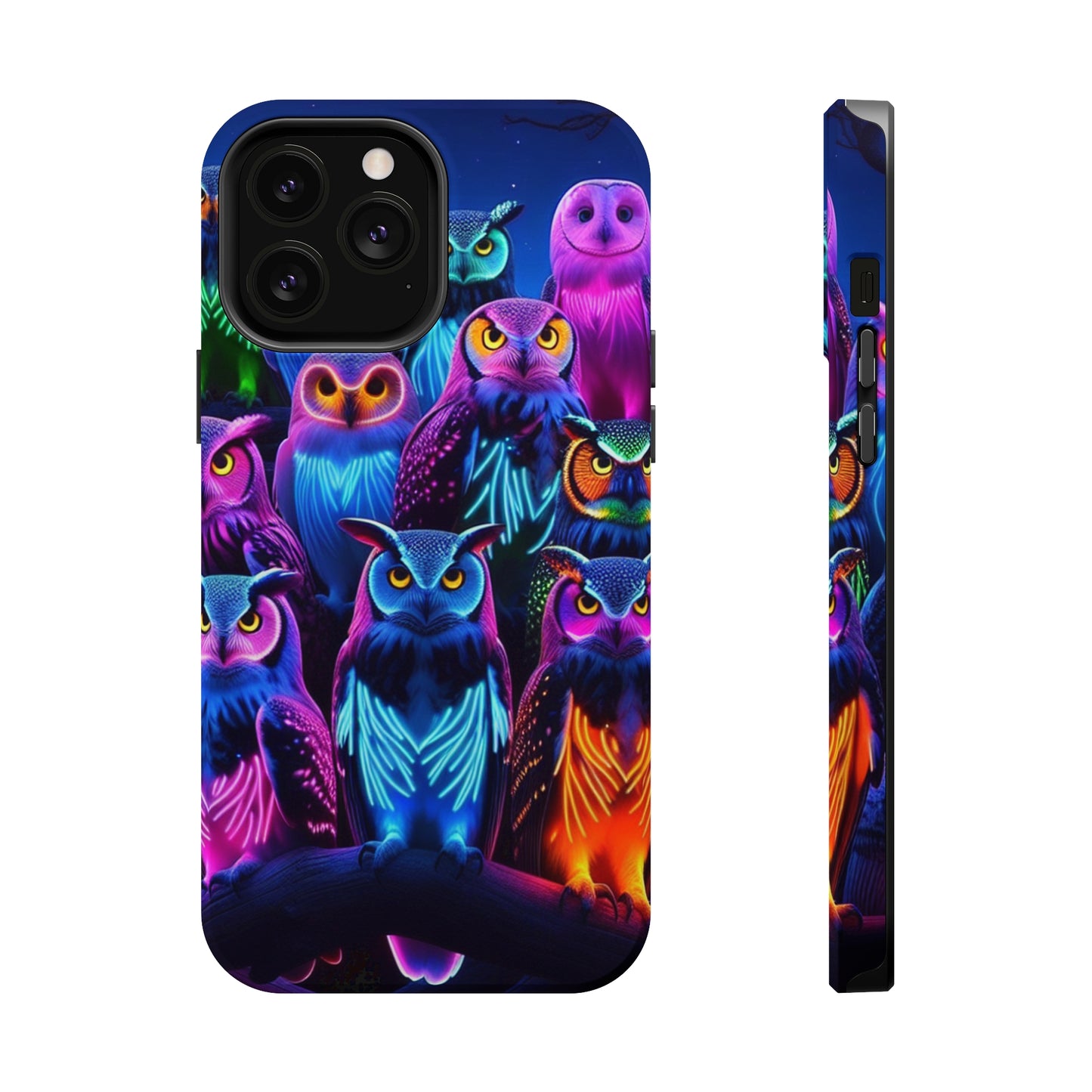 Neon Nocturne Owls. Neon Owls Premium Art Magsafe Magnet Tough IPhone 13 14 15 Pro Plus Max and Mini in Matte and Glossy Phone cases