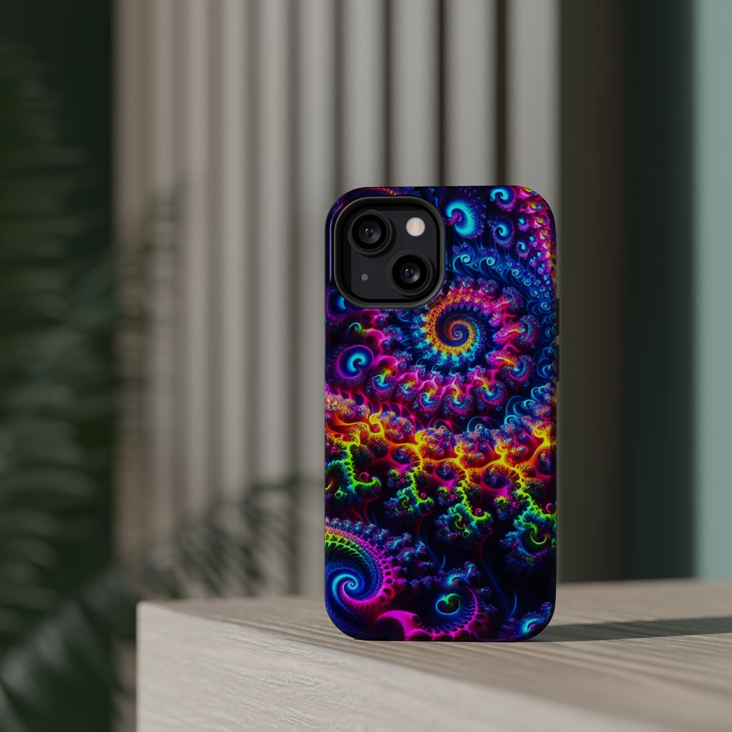 Twilight Infinyscape Neon Trippy Infinity Patterns Premium Art Magsafe Magnet Tough IPhone 13 14 15 Pro Plus Max and Mini in Matte and Glossy Phone cases